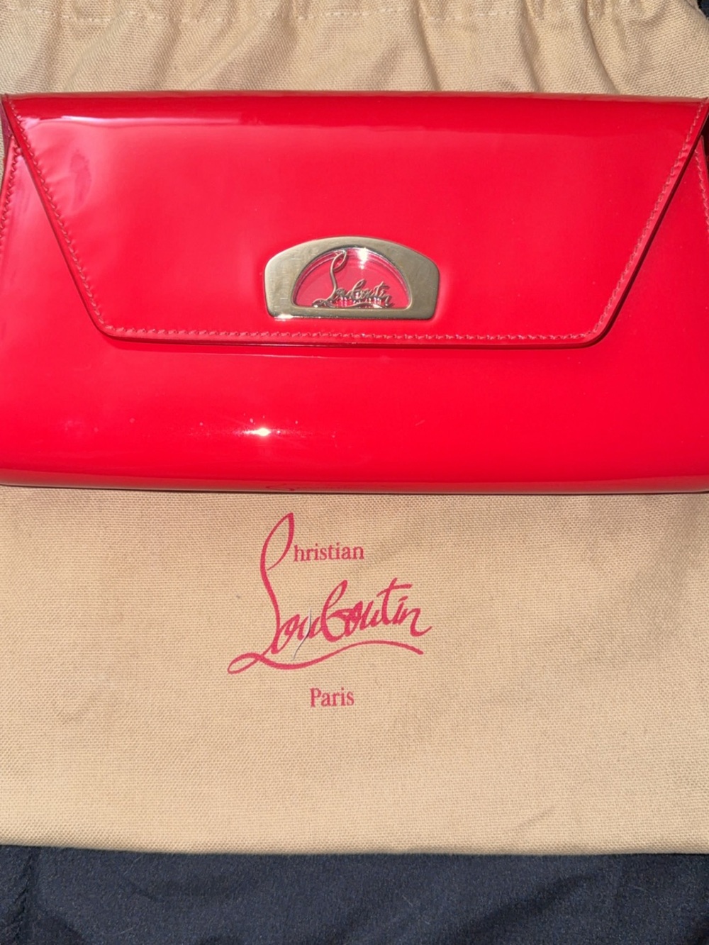 Christian Louboutin Glossy Red Patent Leather Envelope Clutch
